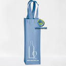 Porta vino de una botella tela no tejida ecologica  non woven forro cartera koreano impresa publicitaria color azul plumbago indigo