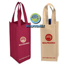 Porta vino de una botella tela no tejida ecologica  non woven forro cartera koreano impresa publicitaria color vino y color beige