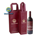Porta vino de una botella tela no tejida ecologica  non woven forro cartera koreano impresa publicitaria portavino dos botellas y una botella color vino guinda