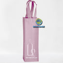 Porta vino de una botella tela no tejida ecologica  non woven forro cartera koreano impresa publicitaria color rosa pastel palo de rosa