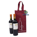porta vino 2 botellas color guinda hecho de tela no tejida non woven impreso publicitario con el logo de bolpromex