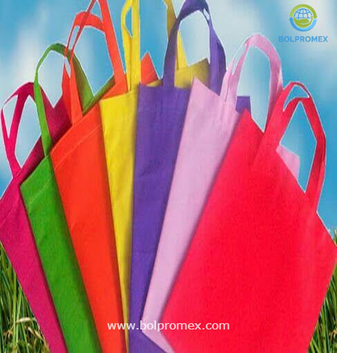 Bolsa Ecologica plana con asas sin fuelle. Bolsa Ecológica Promoción Bolpromex Impresas. Bolsa Publicitaria  fuelle con asas tela ecologica non woven polipropileno muchos colores